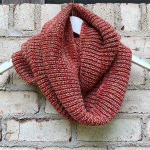 Chunky Knit Scarf Orange/Red Infinity Scarf